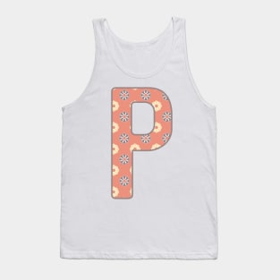 MONOGRAM LETTER P PINK FLORAL TYPOGRAPHY DESIGN Tank Top